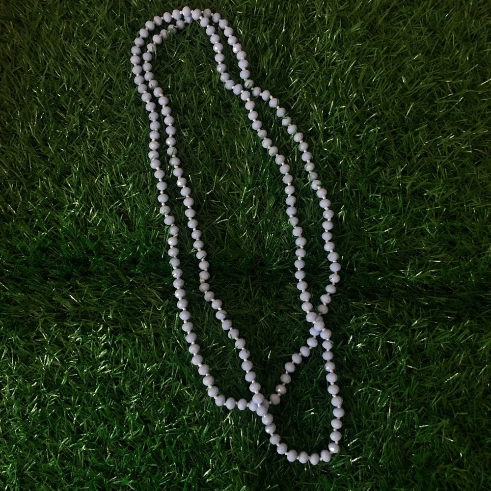 Blue Beaded Necklace 60”